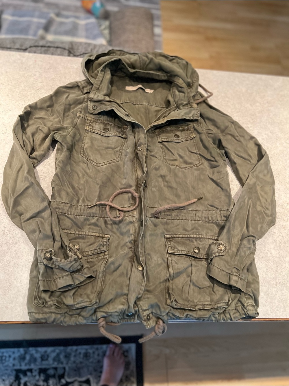 Max Jeans Olive Green Utility Jacket with Hood